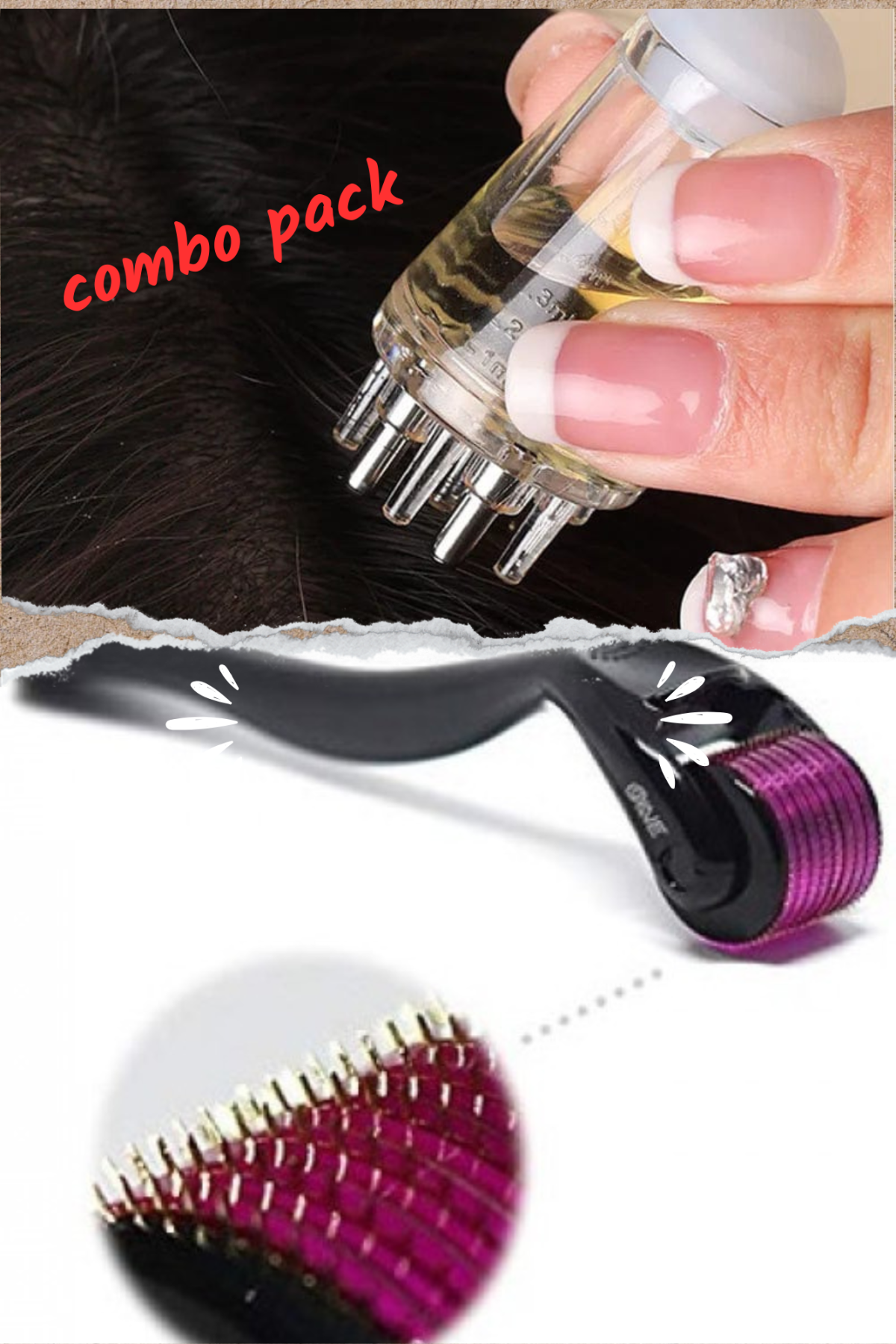 Comb pack Scalp Root Hair Oil Applicator |  Derma Roller Size 0.5mm