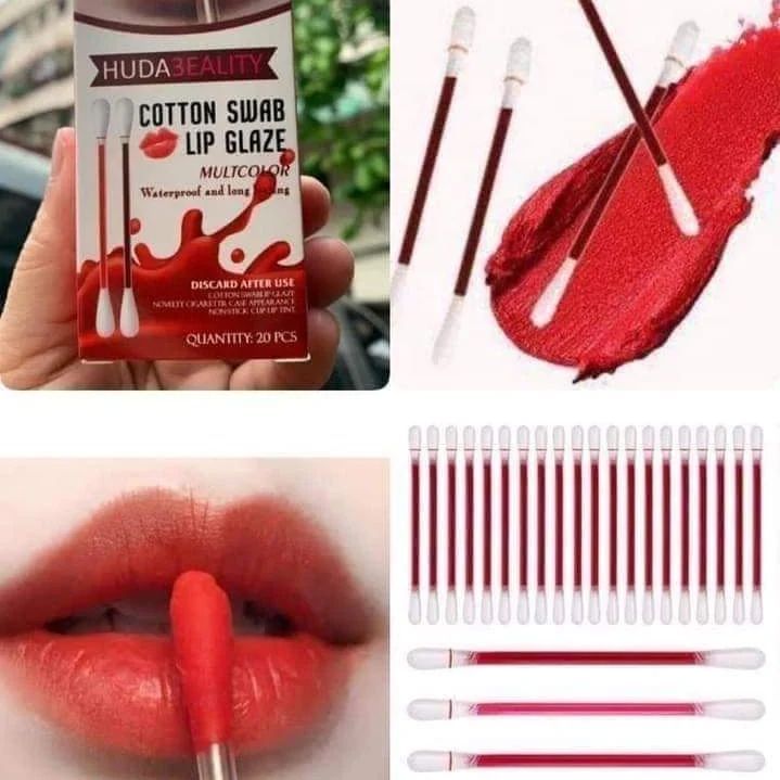 20 Pcs Long Lasting Cotton Bud Lipstick Lip Tint Multicolor View Gallery - Pakistan