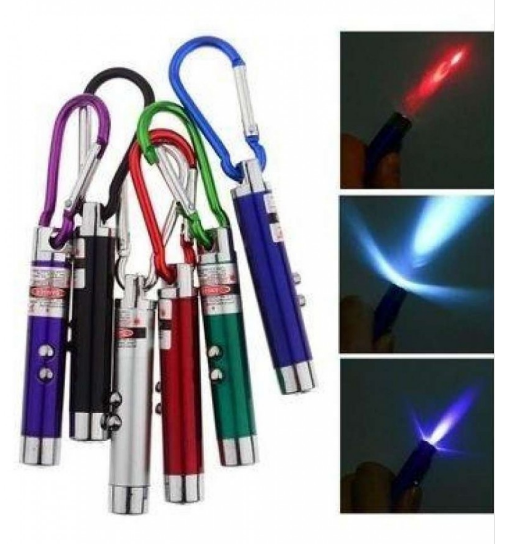 Pack of 10 Laser LED Light with Key Chain | Mulituse Laser Pointer (random color)