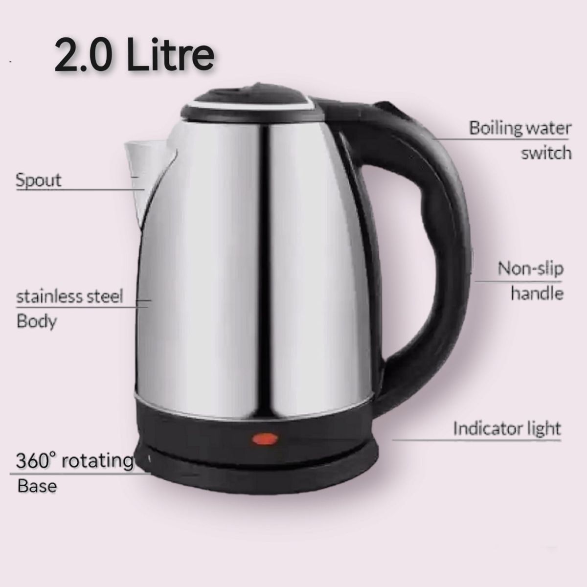 Premium Quality Stainless Steel Electric Kettle (Silver) View Gallery - Pakistan