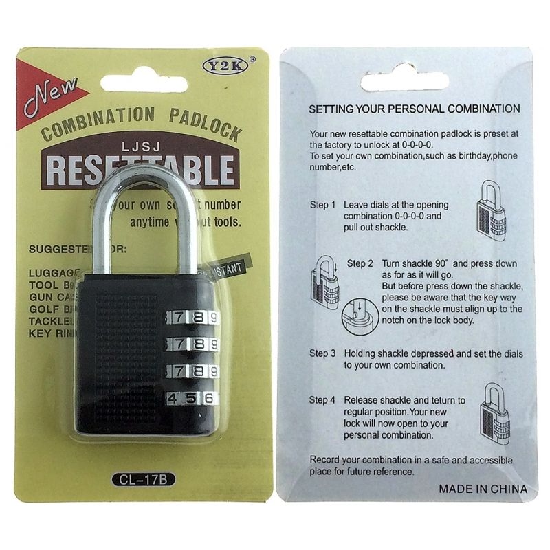4 Dial Digit Combination Padlock Heavy Duty Weatherproof Code Resettable Changeable Lock Outdoor Use for Door Cabinet Safely 400g View Gallery - Pakistan