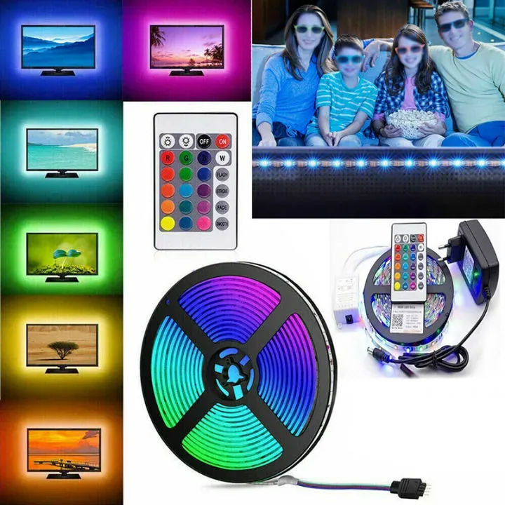 NEW RGB LED Strip Top Quality With Remote And 12V Power Supply - Multicolor | Best Quality RGB Light For Room Decoration Gaming Room Decoration View Gallery - Pakistan