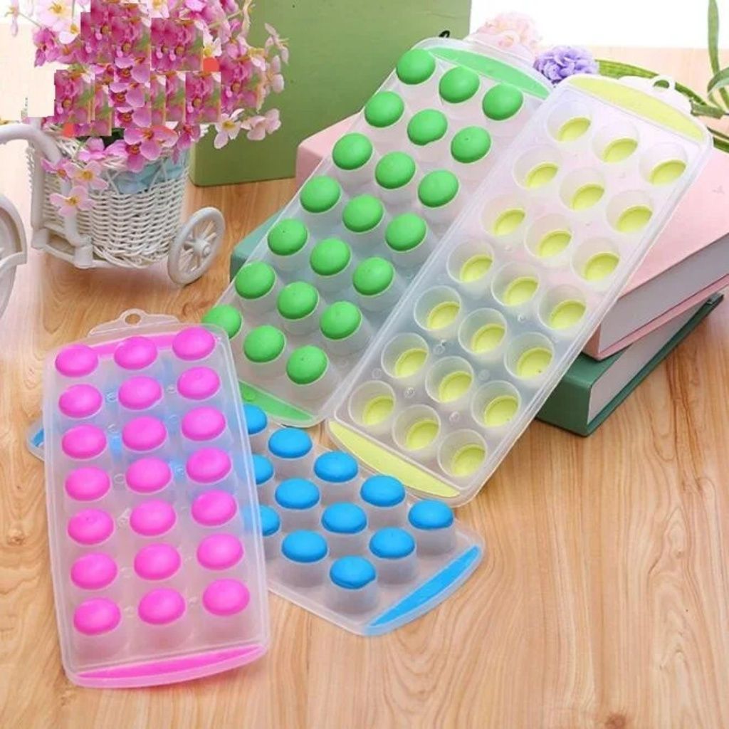 21 Grid Pop Up Ice Cube Tray With Lid Cover  (Random color) View Gallery - Pakistan