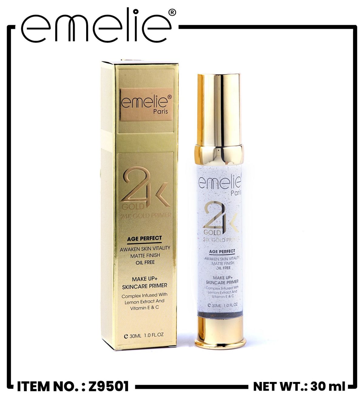 Emelie Paris 24K Gold Age Perfect Makeup+Skincare Primer (30ml) View Gallery - Pakistan