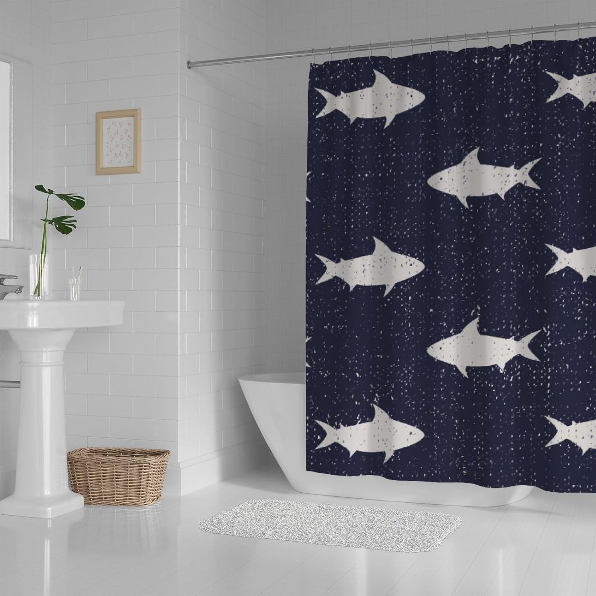 Bathroom Shower Curtain ,Modern Waterproof with 12 Hooks(random ) View Gallery - Pakistan