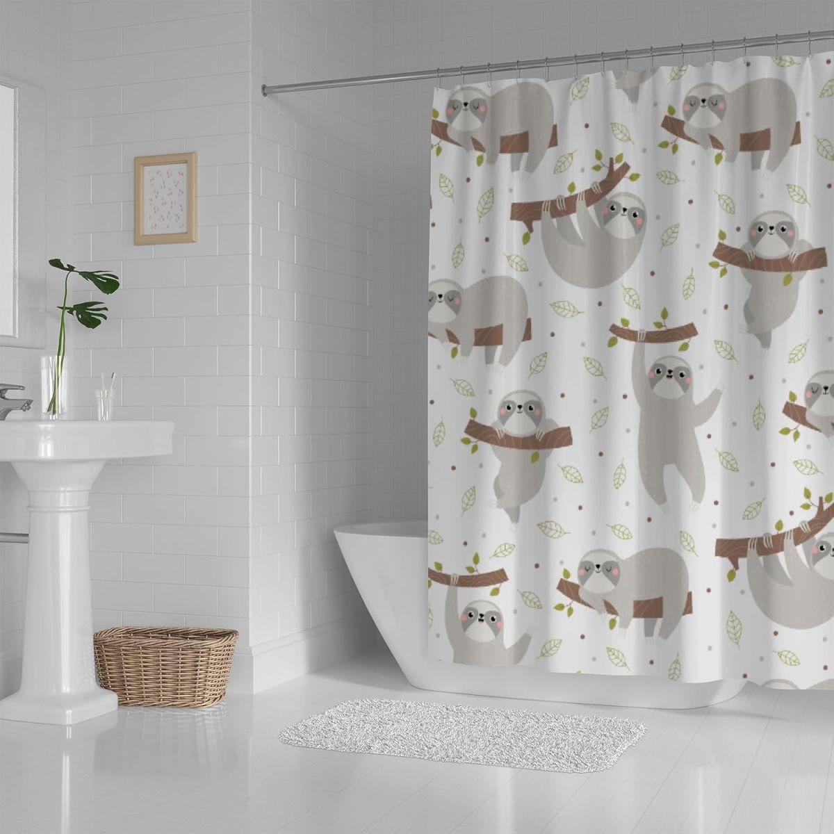 Bathroom Shower Curtain ,Modern Waterproof with 12 Hooks(random ) View Gallery - Pakistan