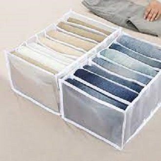 7 Grids Washable Wardrobe Clothes Organizer, Jeans Compartment Storage Box, Clothes Drawer Mesh Separation Box, Portable Foldable Closet View Gallery - Pakistan
