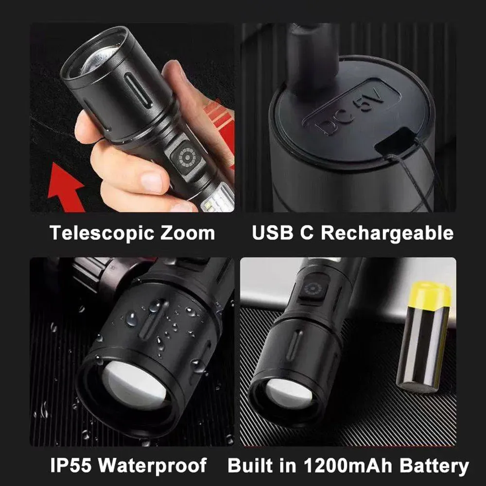 Ruilang  Portable Rechargeable Powerful LED Flashlight, Aluminum Alloy Zoom Flashlight View Gallery - Pakistan