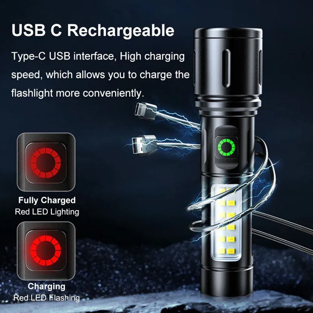 Ruilang  Portable Rechargeable Powerful LED Flashlight, Aluminum Alloy Zoom Flashlight View Gallery - Pakistan