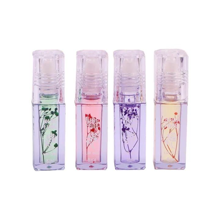 ( Pack Of 4) Flower Transparent Liquid Lip Oil 5ml View Gallery - Pakistan