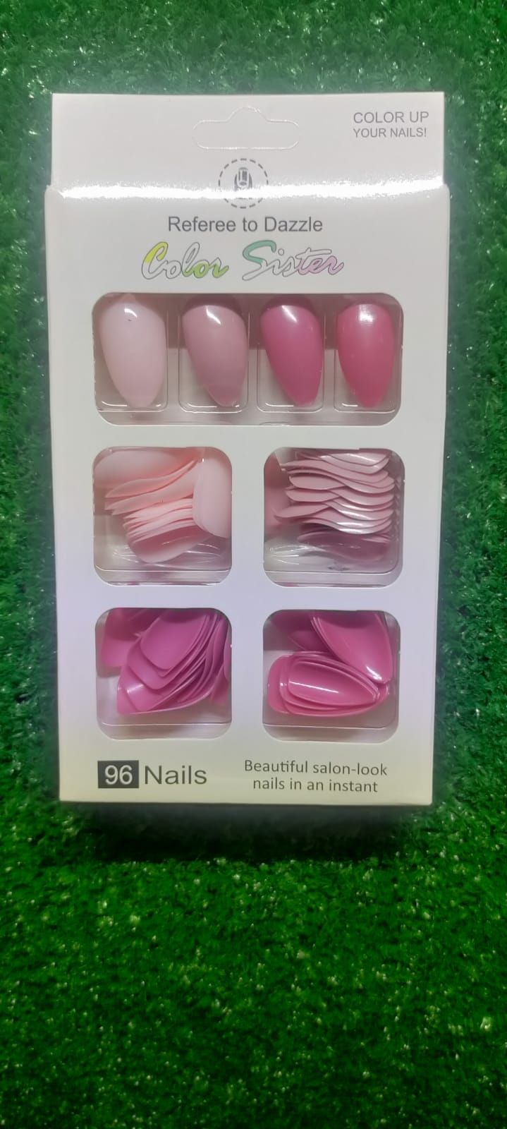 96 Pcs Fake Nails Multicolor for girls (without glue) View Gallery - Pakistan