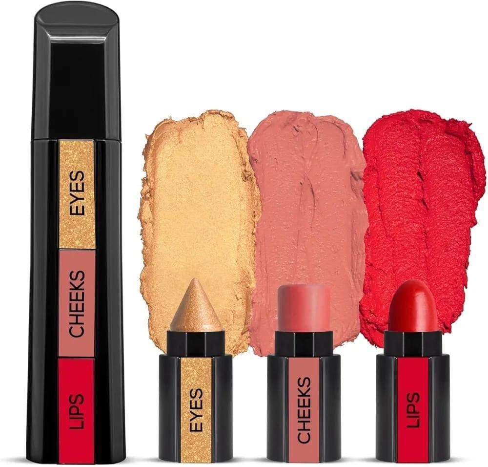 3 in 1  HUDA  Beauty  Professional  Eyes Cheeks Lips (Lipsticks) View Gallery - Pakistan