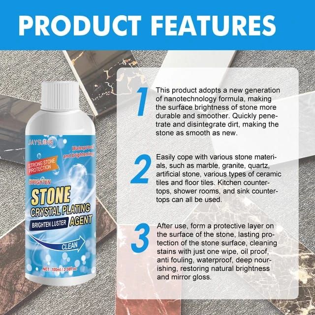 Stone crystal Agent Cleaner, Marble Cleaner and Polish, Universal Stone Cleaner(Tile cleaner) 250ml View Gallery - Pakistan