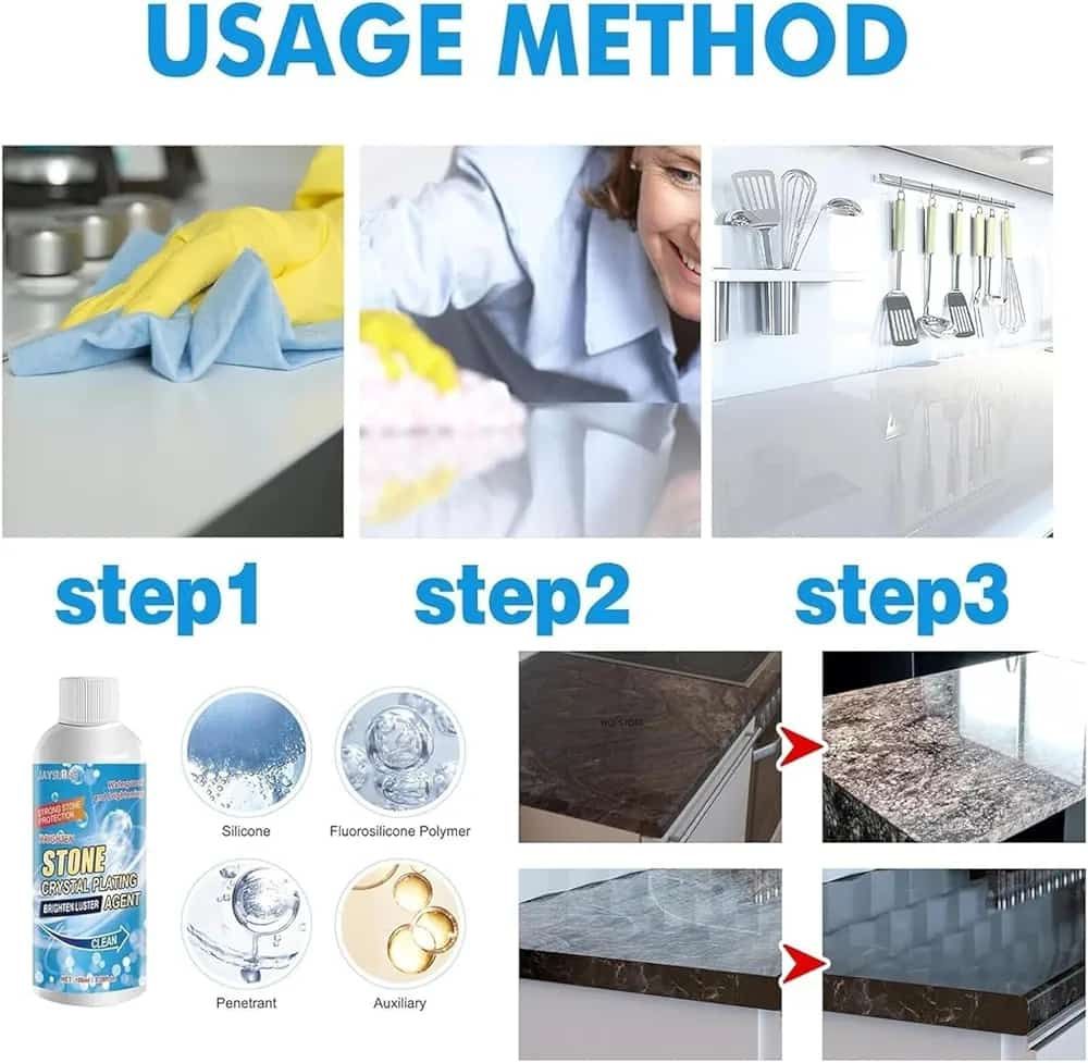 Stone crystal Agent Cleaner, Marble Cleaner and Polish, Universal Stone Cleaner(Tile cleaner) 250ml View Gallery - Pakistan