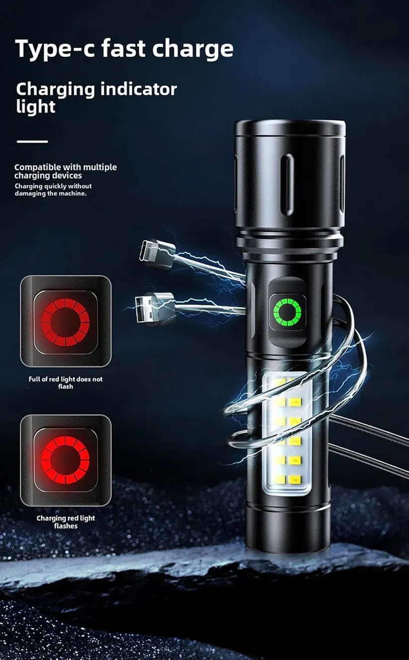 Rechargeable White Laser Super Battery Aluminum LED Flashlight, Body  Tactical,Long Battery Zoomable, Light View Gallery - Pakistan