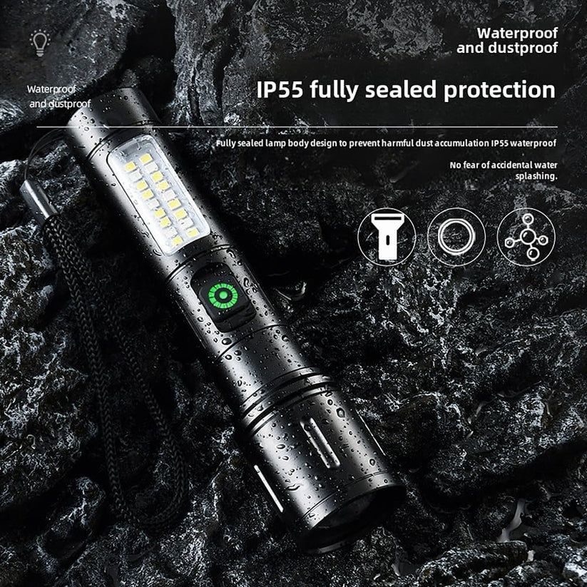 Rechargeable White Laser Super Battery Aluminum LED Flashlight, Body  Tactical,Long Battery Zoomable, Light View Gallery - Pakistan
