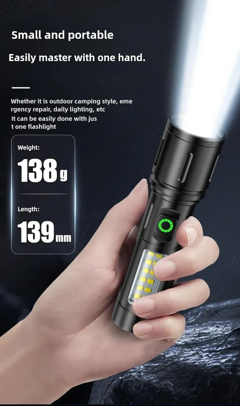Rechargeable White Laser Super Battery Aluminum LED Flashlight, Body  Tactical,Long Battery Zoomable, Light View Gallery - Pakistan