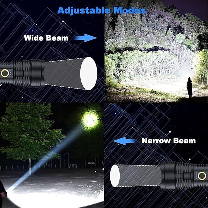 P 90 Super Light Rechargeable Flashlight High Lumens, High Power Led Flashlight, YM A72 P90 Powerful with Zoomable, Waterproof, Flashlight for Camping, Hiking, Emergencies View Gallery - Pakistan