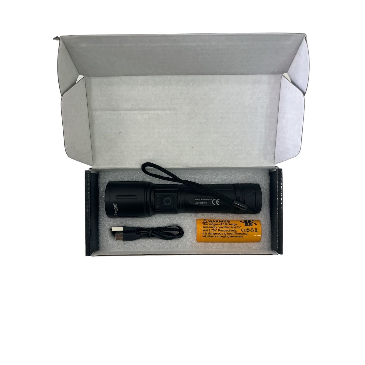 Portable LED flashlight, 3 light intensity modes, USB, View Gallery - Pakistan