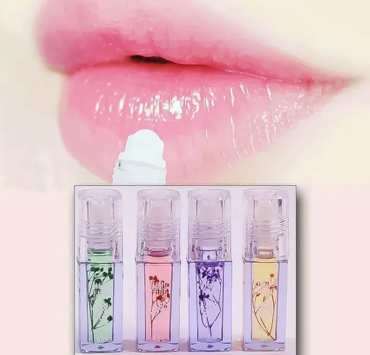 pack of 4 Flower Transparent Liquid Lip Oil, 5ml View Gallery - Pakistan