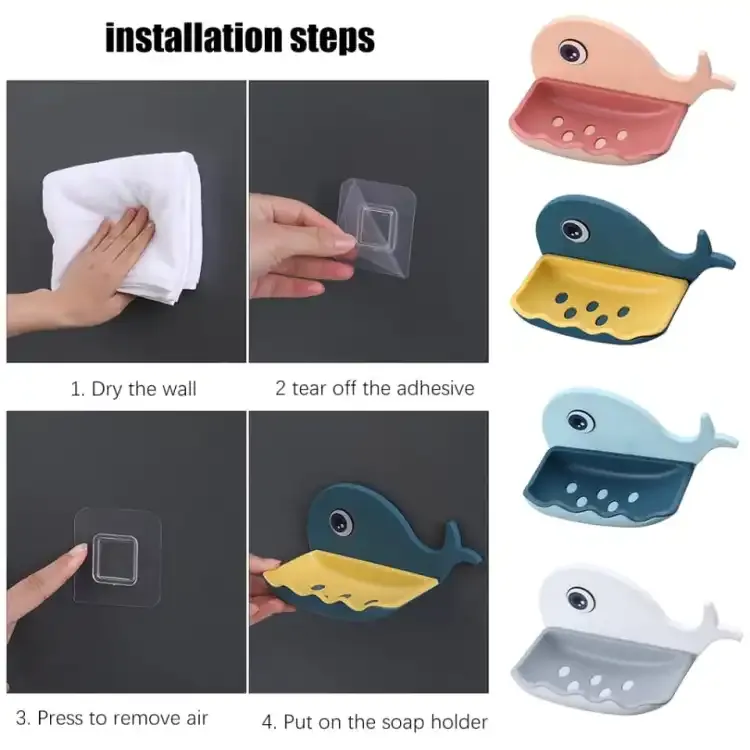 Whale Fish Shaped Soap Holder for Bathroom |  Wall Mounted Soap Bar, Holder Rack for Shower Wall, Kitchen, Bathroom - random color(1 PC) View Gallery - Pakistan