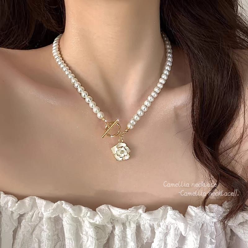 Elegant Korean Camellia Pendant light luxury niche pearl for girls View Gallery - Pakistan