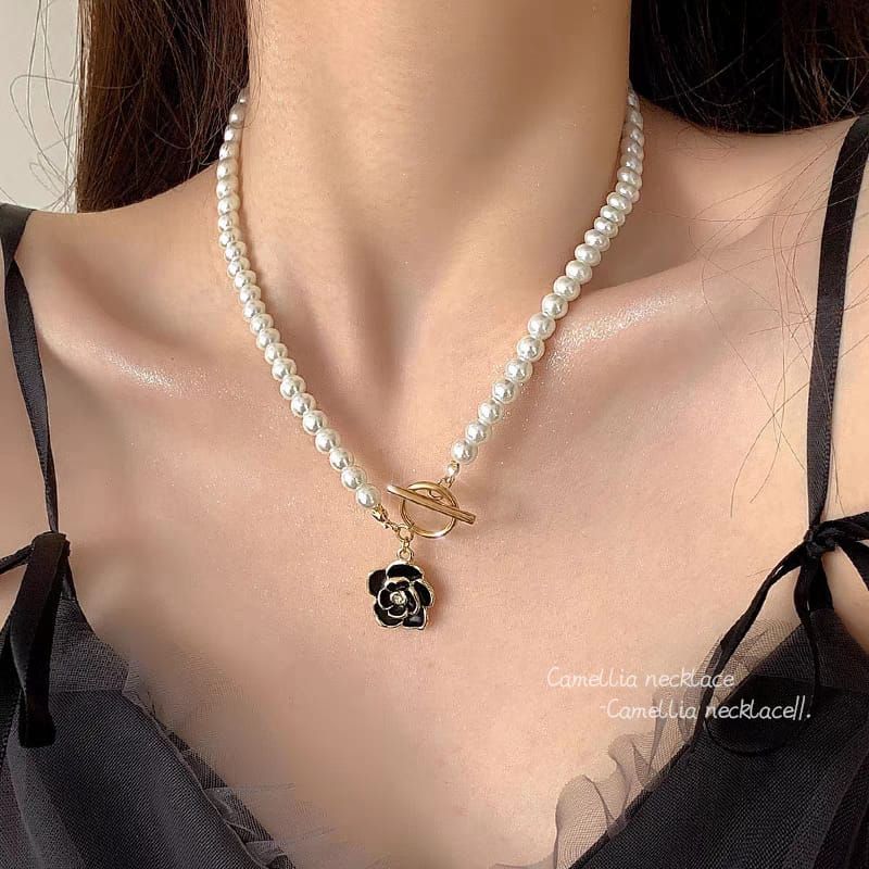 Elegant Korean Camellia Pendant light luxury niche pearl for girls View Gallery - Pakistan