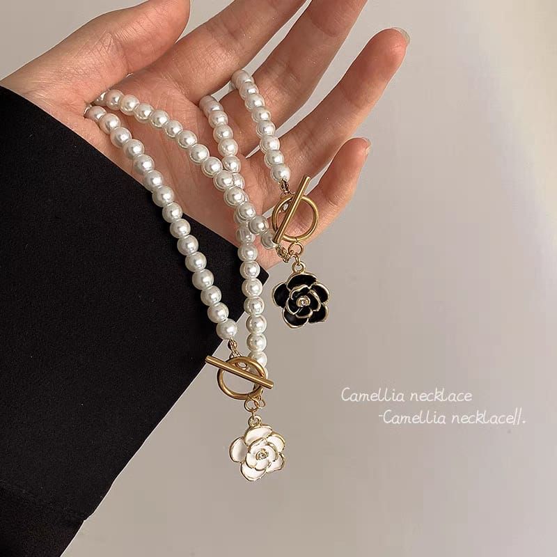 Elegant Korean Camellia Pendant light luxury niche pearl for girls View Gallery - Pakistan