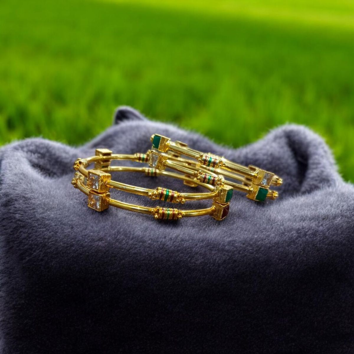 Indian Gold Plated AD Zircon MinaKari Banlges For Womens View Gallery - Pakistan