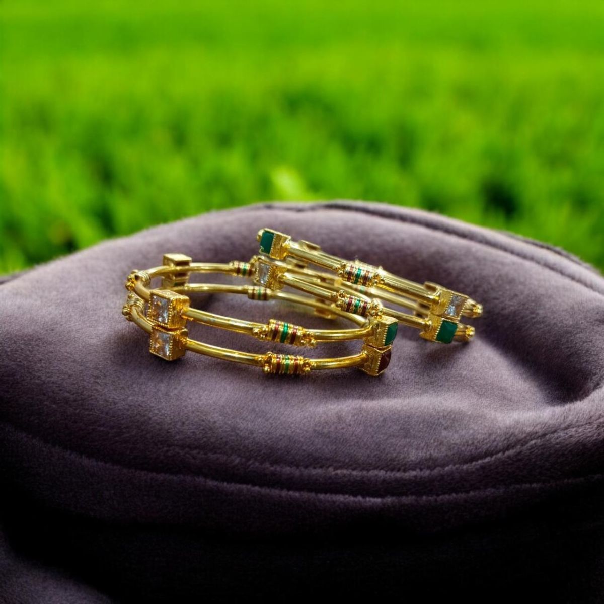 Indian Gold Plated AD Zircon MinaKari Banlges For Womens View Gallery - Pakistan