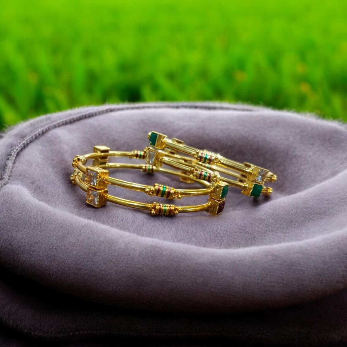 Indian Gold Plated AD Zircon MinaKari Banlges For Womens View Gallery - Pakistan