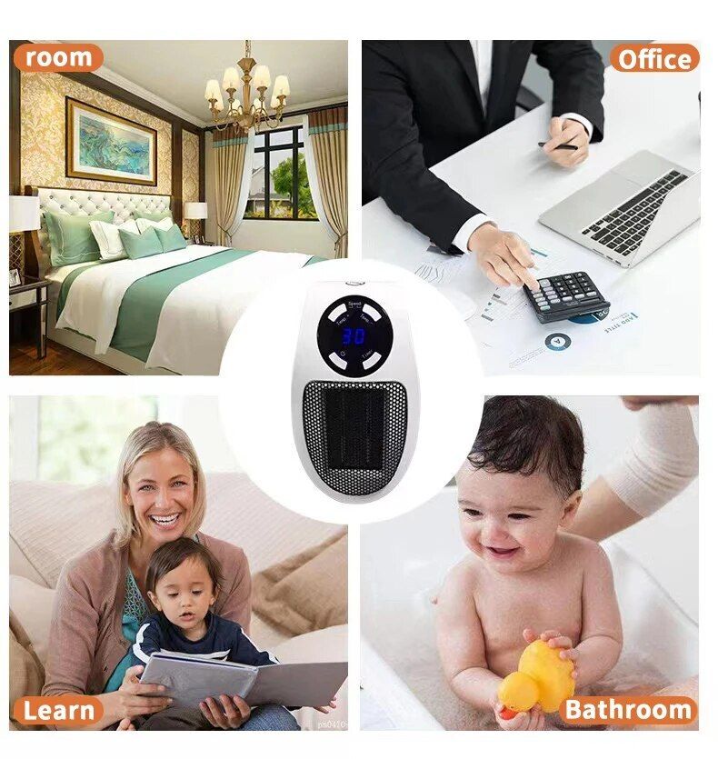 Portable Electric Heater Fan Heater Electric Ceramic Fan Energy-Saving Heater Safe Quiet Heating Fan room for Winter.