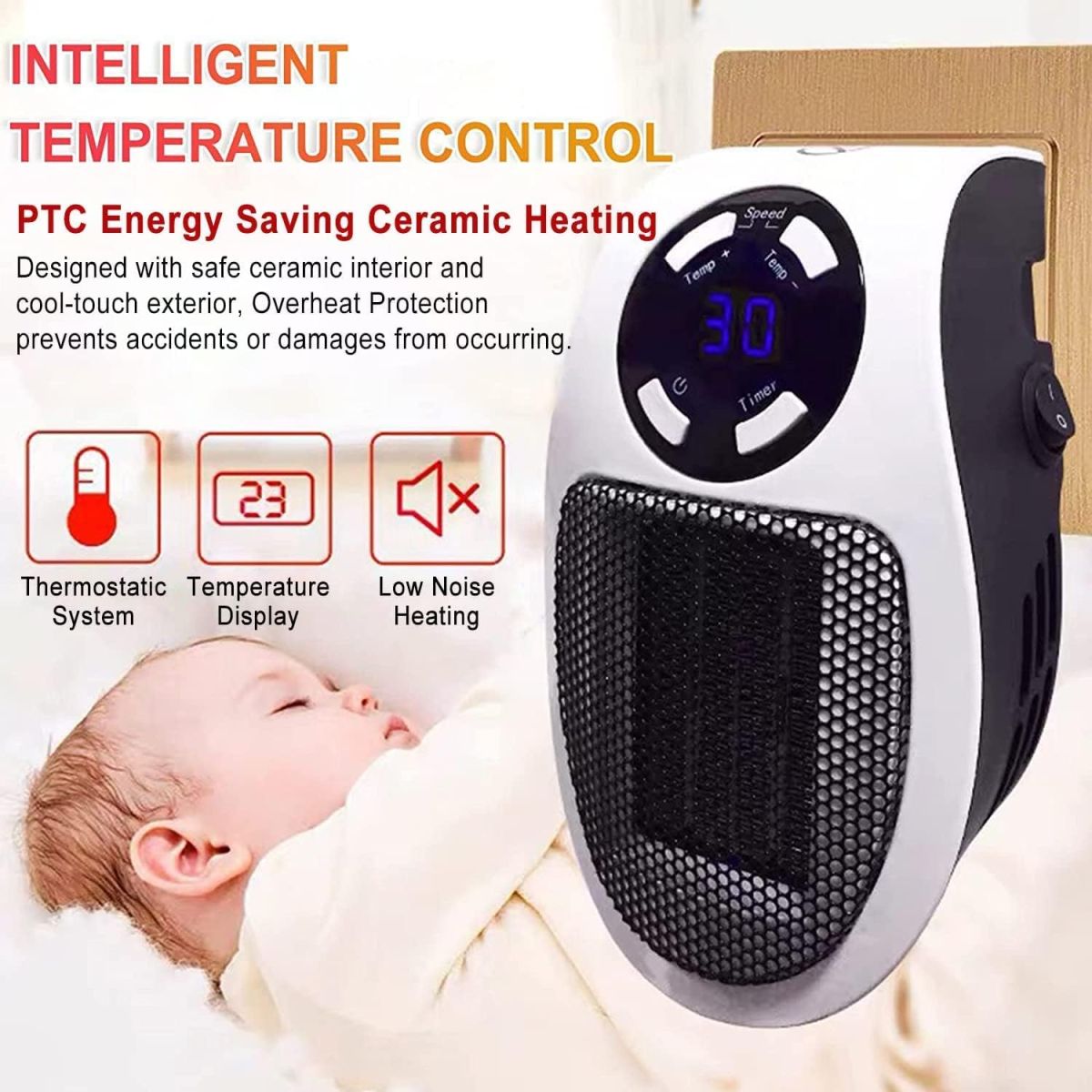 Portable Electric Heater Fan Heater Electric Ceramic Fan Energy-Saving Heater Safe Quiet Heating Fan room for Winter. View Gallery - Pakistan