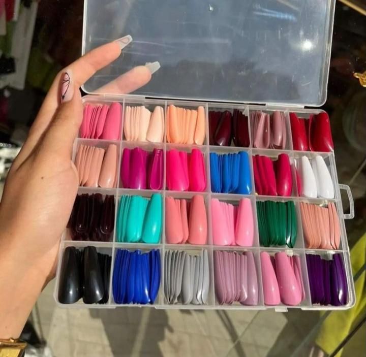576 pcs nails with box ,Reusable Artificial nails, 24 different colours, beautiful fake nails American Nail for Girls Women Without Glow (Random color) View Gallery - Pakistan
