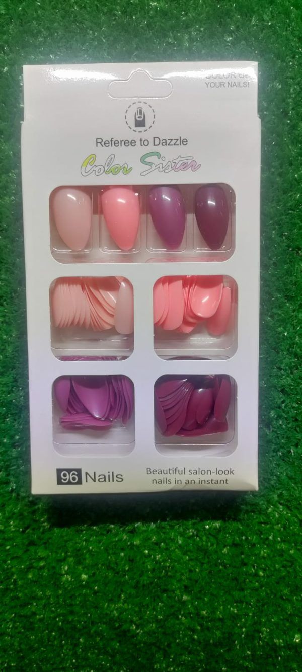 96 Pcs Fake Nails Without Glue Or Sticker Multicolor View Gallery - Pakistan
