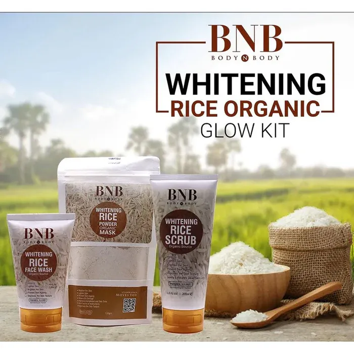BNB-Rice Extract Brightening Skincare Kit | Face Wash, Scrub & Mask ) View Gallery - Pakistan