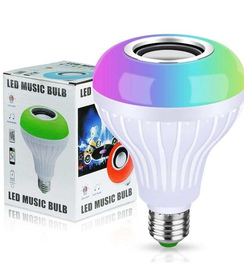 Smart LED Light Bulb with Built-in Bluetooth Speaker and Remote Control View Gallery - Pakistan