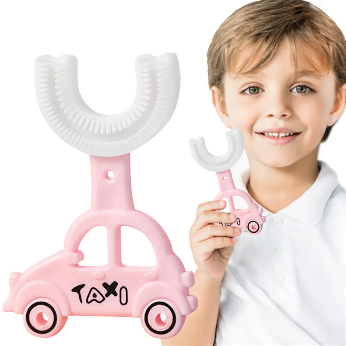 Silicon Toothbrush  taxi design Portable Hand-Held Shaped Infant Soft Bristle 360 Degrees for kids (random color) View Gallery - Pakistan