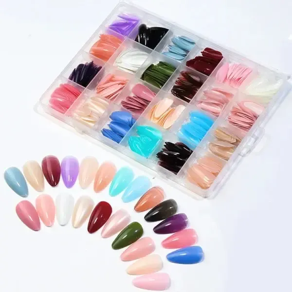 576 pcs nails with box ,Reusable Artificial nails, 24 different colours, beautiful fake nails American Nail for Girls Women Without Glow (Random color) View Gallery - Pakistan