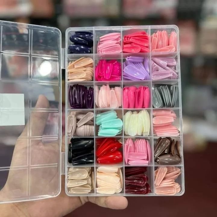 576 pcs nails with box ,Reusable Artificial nails, 24 different colours, beautiful fake nails American Nail for Girls Women Without Glow (Random color) View Gallery - Pakistan
