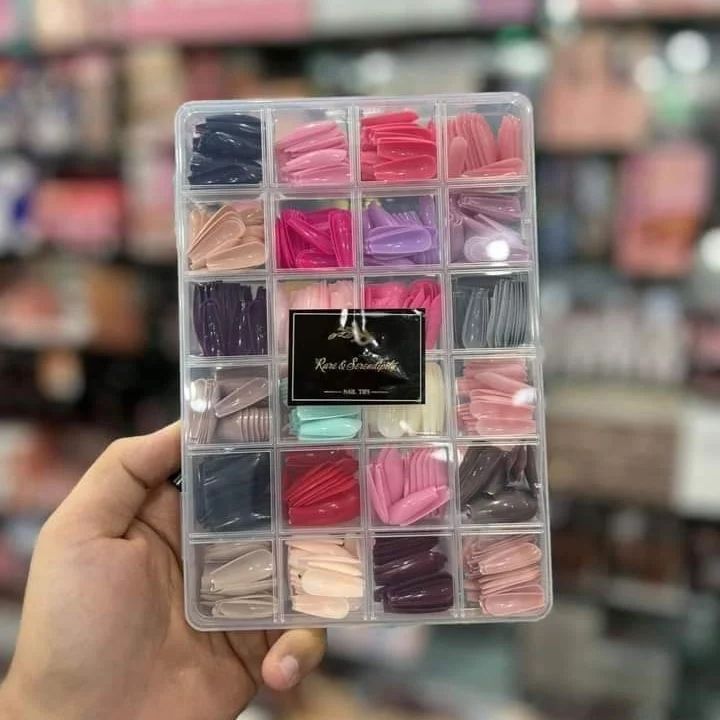 576 pcs nails with box ,Reusable Artificial nails, 24 different colours, beautiful fake nails American Nail for Girls Women Without Glow (Random color) View Gallery - Pakistan