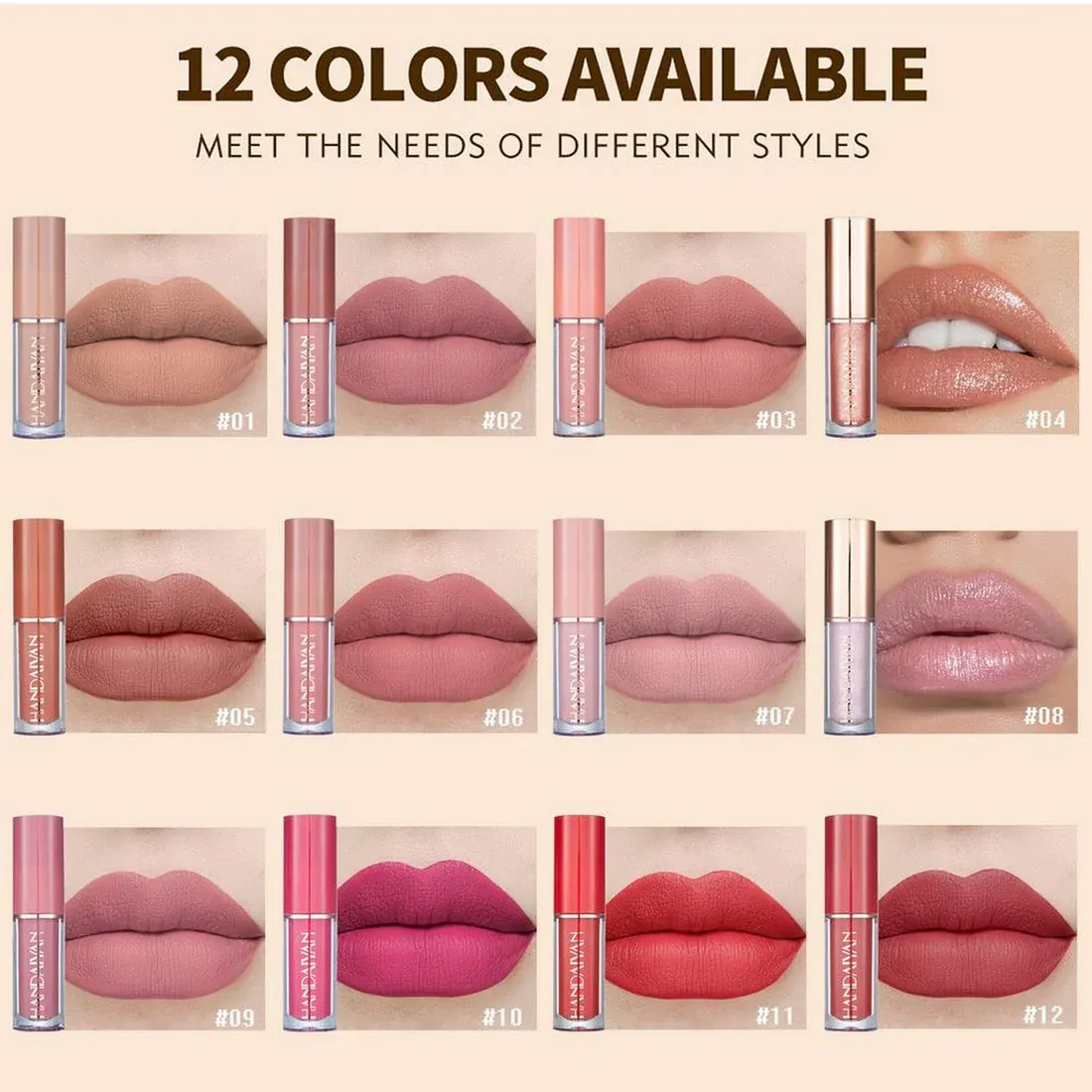 12 Colors HANDAIYAN Matte Liquid Lipstick Set View Gallery - Pakistan