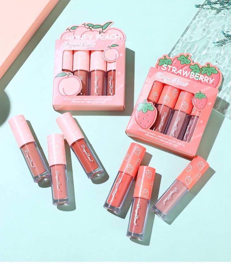 Dragon Ranee - 3Pcs Fruit Velvet Matte Waterproof Lipstick Lipgloss Set A Strawberry D6007 View Gallery - Pakistan