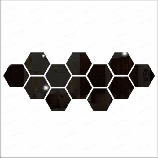(pack of 12)  3d acrylic Hexagon Simple Mirror-Surface Geometric DIY Art Mural for Home Decoration Wall View Gallery - Pakistan