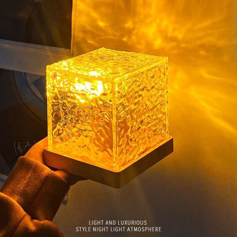 Dynamic Rotating Water Ripple Night Light 3 Colors Flame Crystal Lamp for Living Room Study Bedroom (No remote  Attached USB cable) View Gallery - Pakistan
