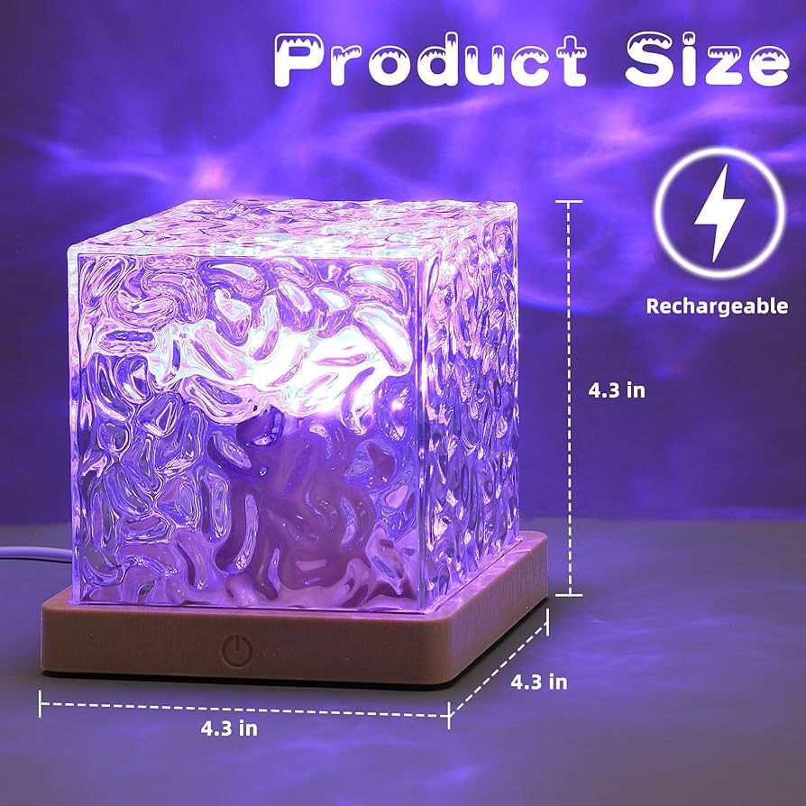 Dynamic Rotating Water Ripple Night Light 3 Colors Flame Crystal Lamp for Living Room Study Bedroom (No remote  Attached USB cable) View Gallery - Pakistan