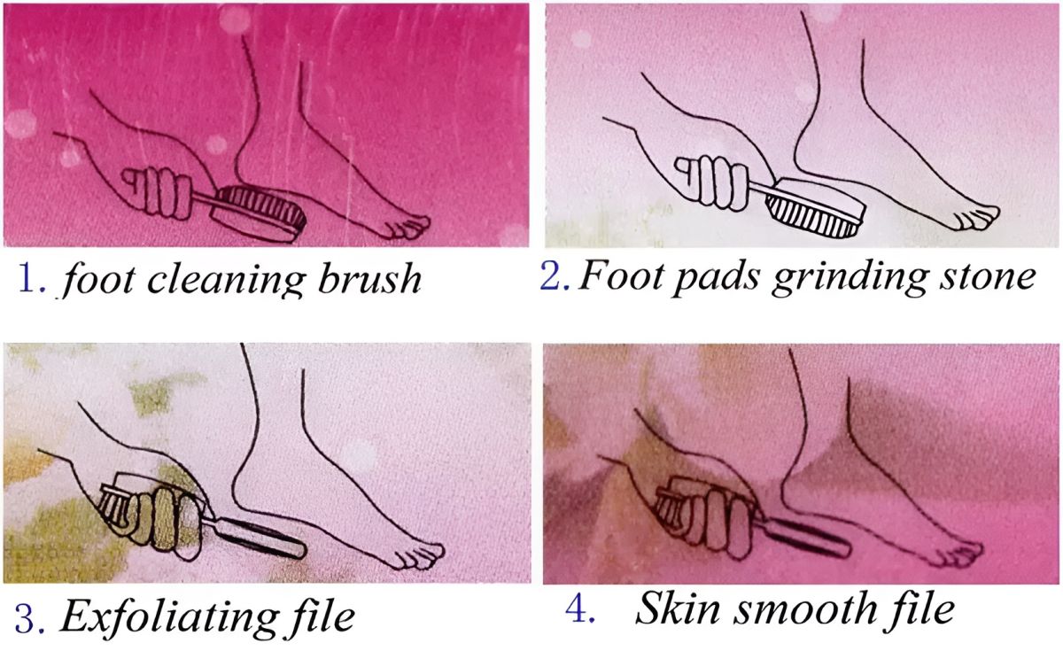 4 In 1 Foot scrubber | Multi Use Pedicure Paddle Brush - 4 Step Pedicure Cleanse, Scrub, File And Buff (Random color) View Gallery - Pakistan