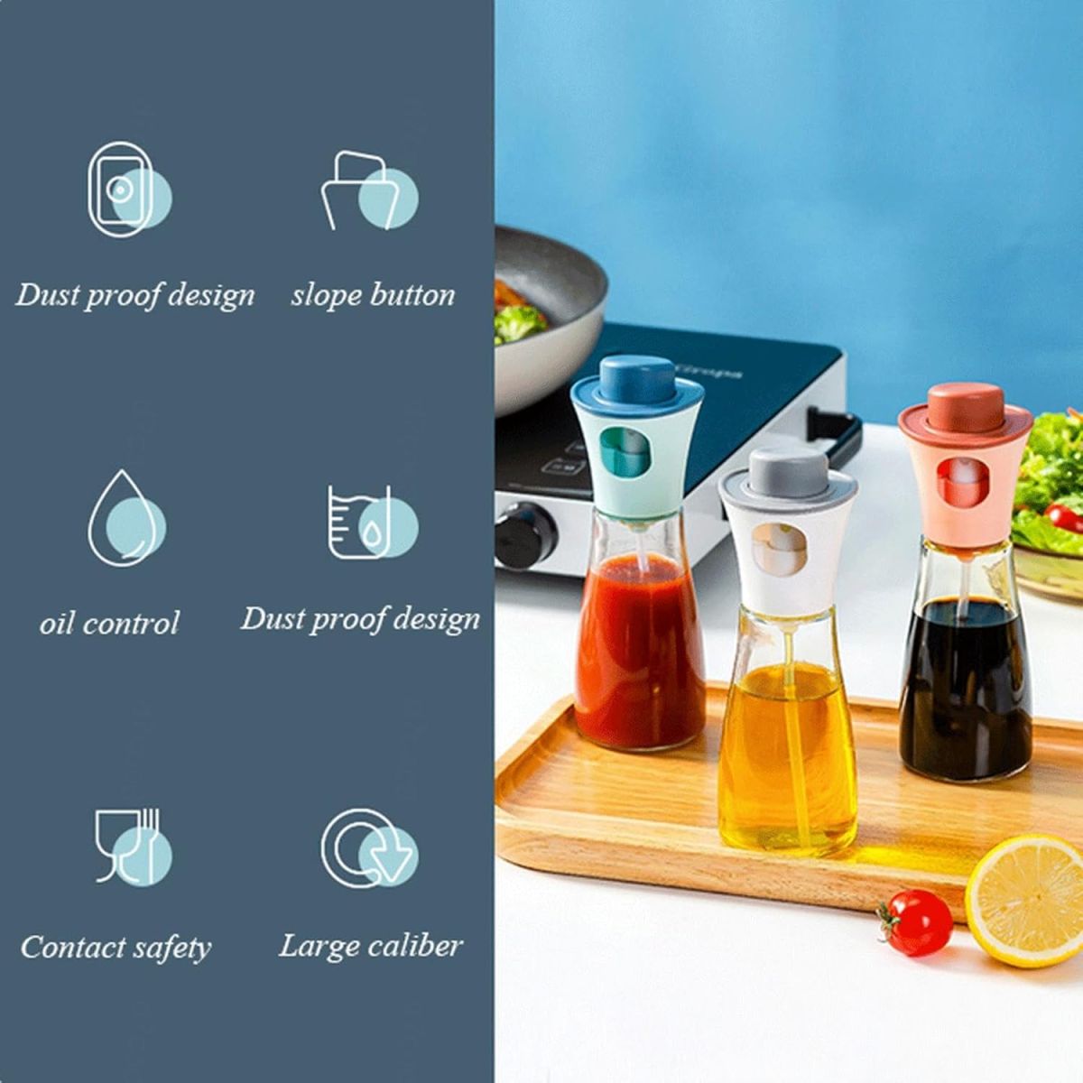 Oil Spray Dispenser / Oil Spray Bottle Pump for Cooking, BBQ, Baking, Frying, Salad (Random color) 170ml View Gallery - Pakistan
