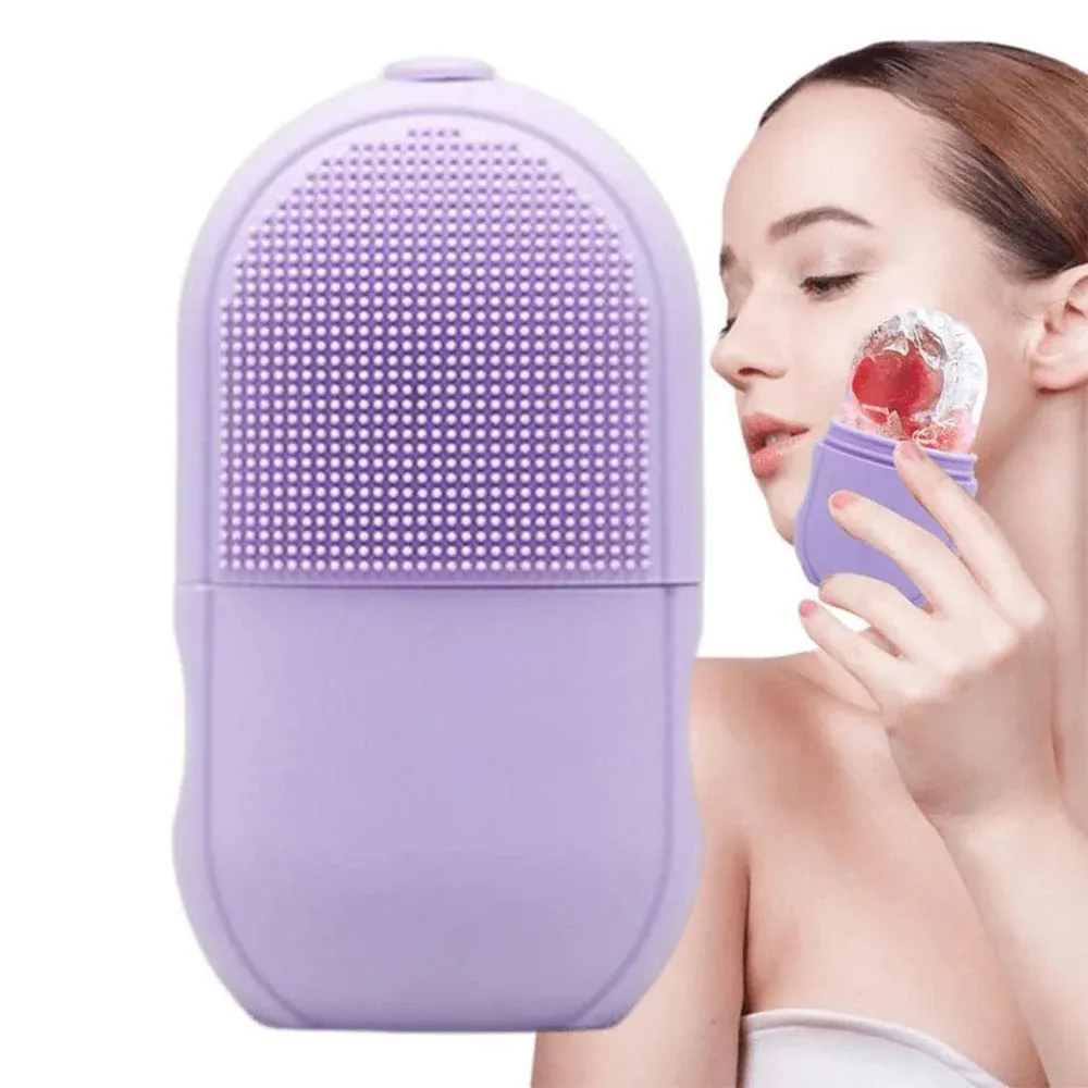 Silicone Cleansing Ice Lattice | Ice Roller Facial Massage | Ice Cube Roller with Scrub - Random color View Gallery - Pakistan