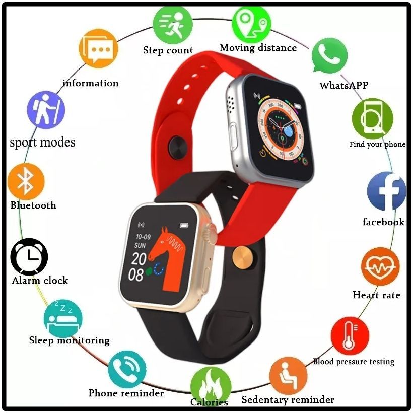 D20 Ultra Smart Watch Heart Rate Blood Pressure Oxygen Reloj Intelligent Smart Bracelet(random color) View Gallery - Pakistan